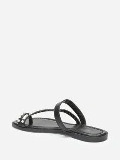 La Modeuse Mules plates à fines brides et perles Noir