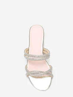 Discount La Modeuse Mules plates à multi-brides en strass Doré