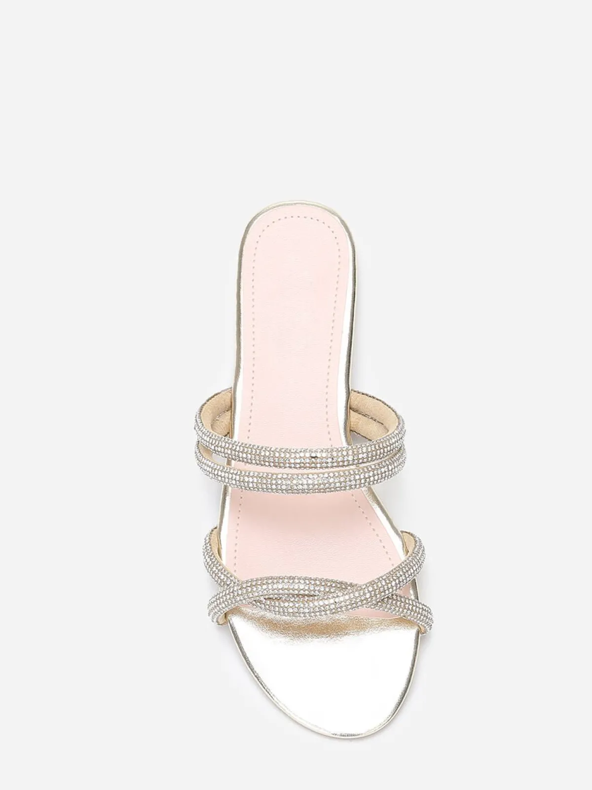 Discount La Modeuse Mules plates à multi-brides en strass Doré