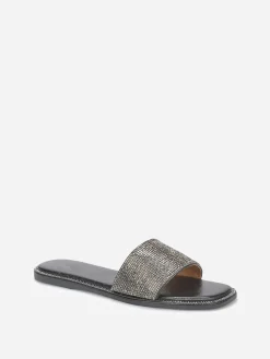Outlet La Modeuse Mules plates à strass Noir