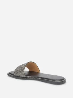 Outlet La Modeuse Mules plates à strass Noir