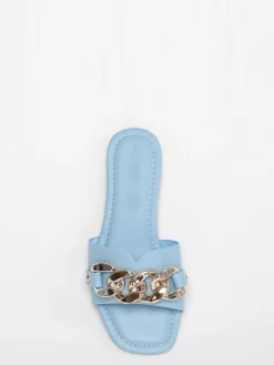 Discount La Modeuse Mules plates  avec chaîne Bleu