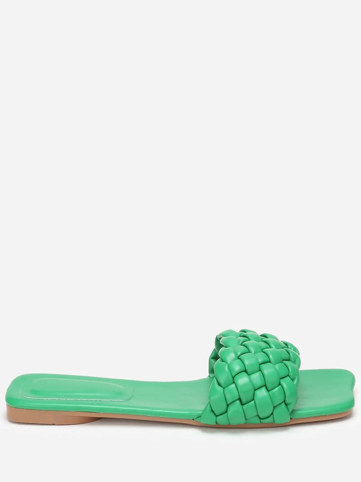 Best La Modeuse Mules plates carrées à bride tressée Vert