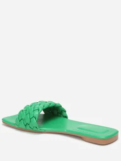 Best La Modeuse Mules plates carrées à bride tressée Vert