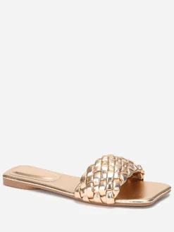 New La Modeuse Mules plates carrées à bride tressée Dorérose