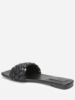 La Modeuse Mules plates carrées à bride tressée Noir