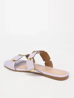 Sale La Modeuse Mules plates parmes à brides et détails  grandes tailles Violet