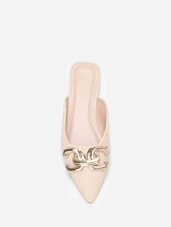Clearance La Modeuse Mules pointues à boucle Beige