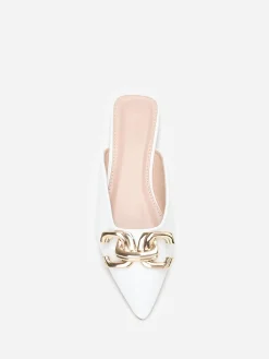 Outlet La Modeuse Mules pointues  à boucle Blanc