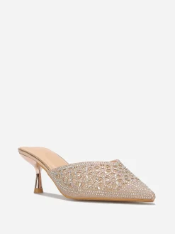 Hot La Modeuse Mules pointues et ajourées à strass Dorérose