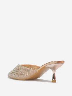 Hot La Modeuse Mules pointues et ajourées à strass Dorérose