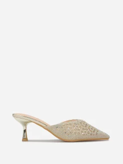 La Modeuse Mules pointues et ajourées à strass Doré