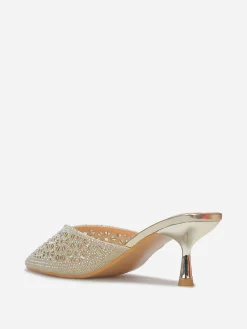 La Modeuse Mules pointues et ajourées à strass Doré