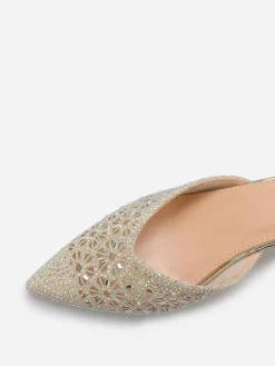 La Modeuse Mules pointues et ajourées à strass Doré