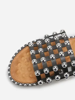 La Modeuse Mules quadrillées à clous Noir