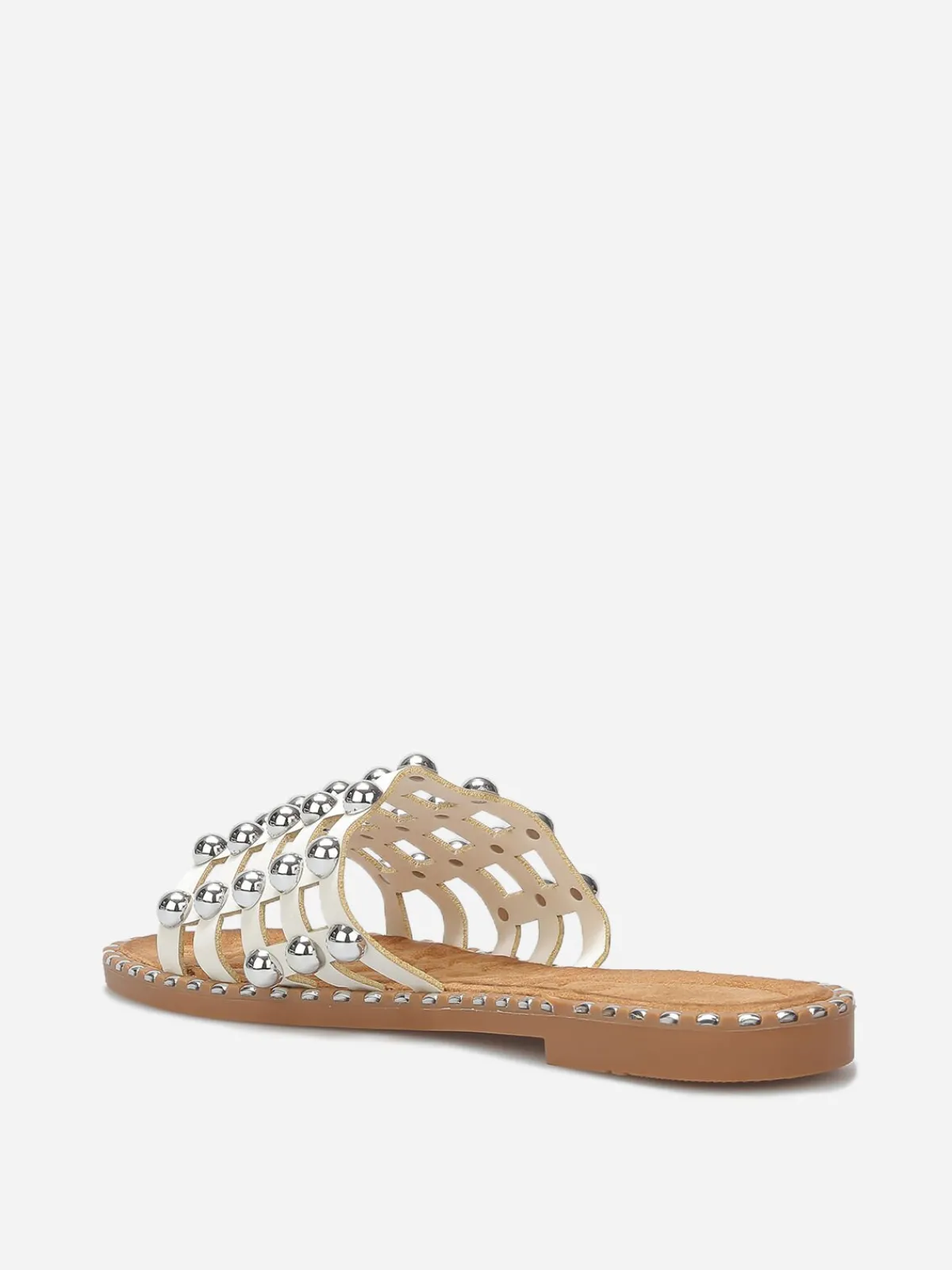 Best La Modeuse Mules quadrillées à clous Blanc