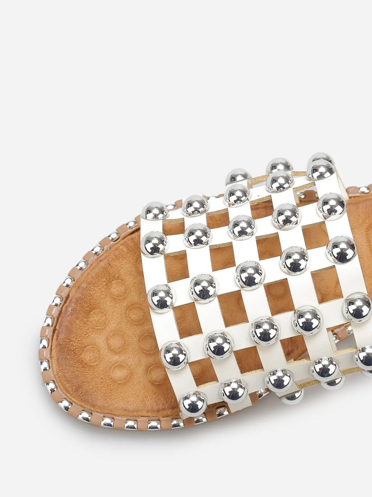 Best La Modeuse Mules quadrillées à clous Blanc