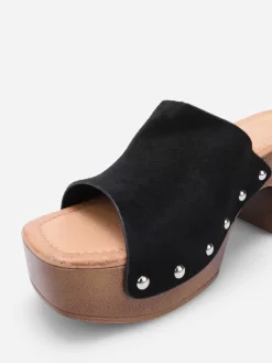 Hot La Modeuse Mules sabots cloutées à plateforme Noir