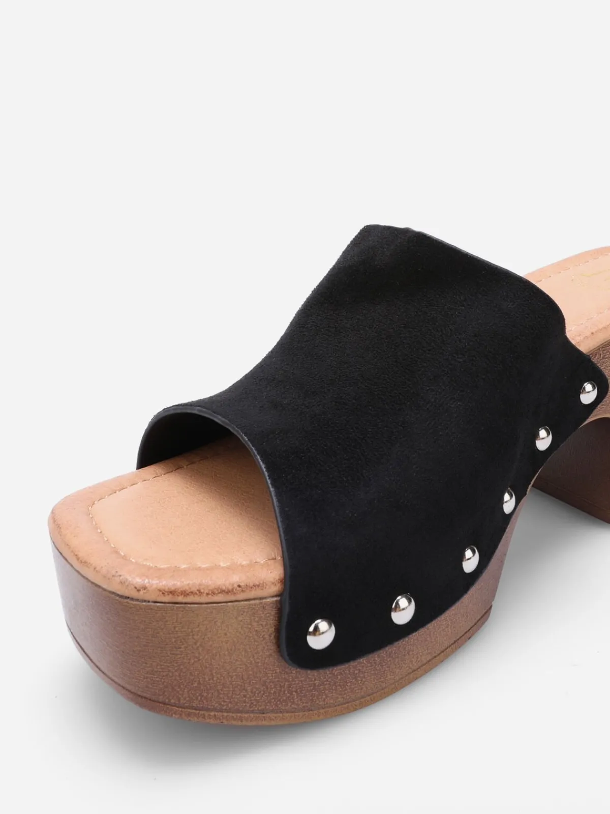 Hot La Modeuse Mules sabots cloutées à plateforme Noir