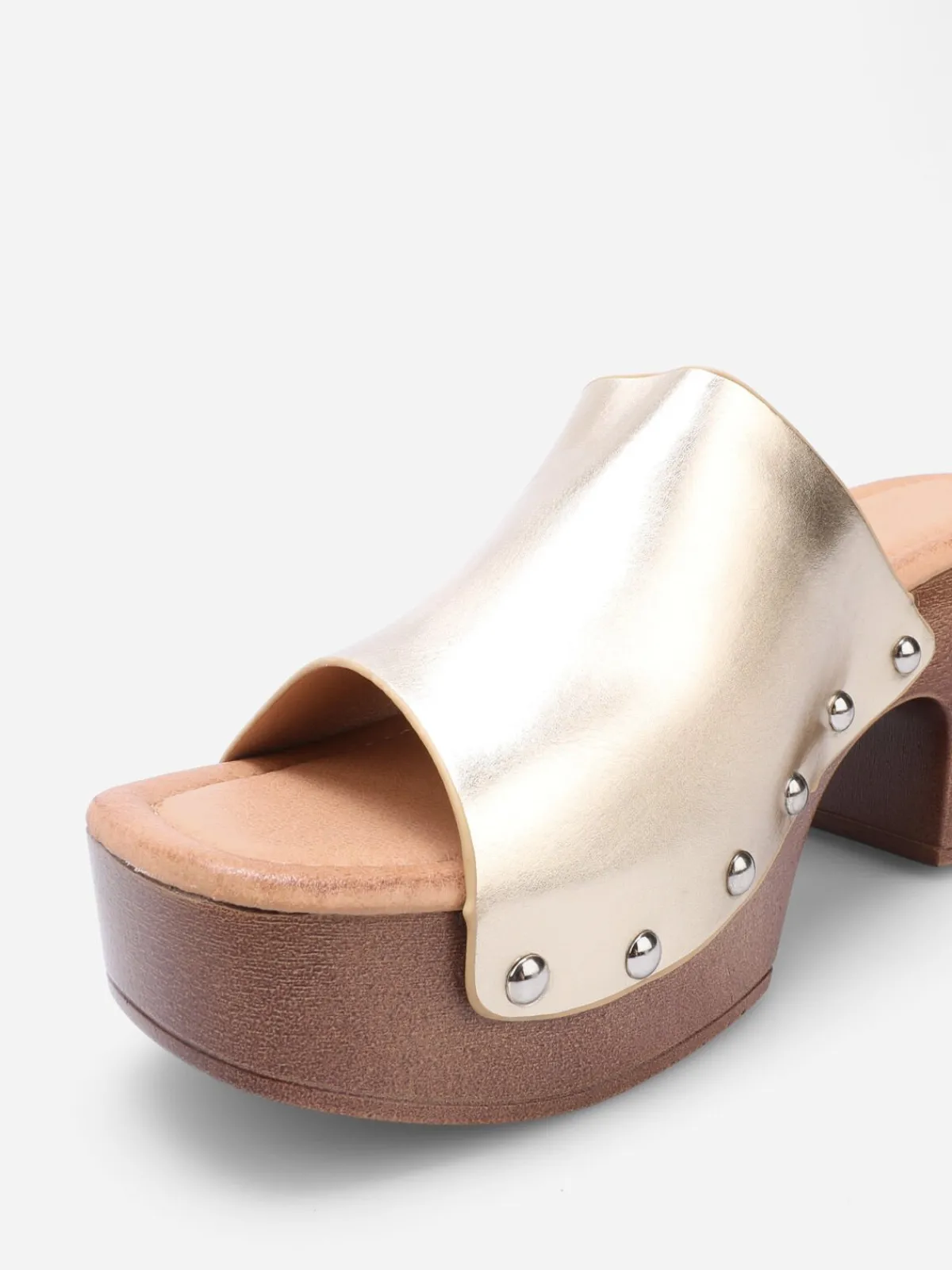 Best La Modeuse Mules sabots cloutées à plateforme Doré