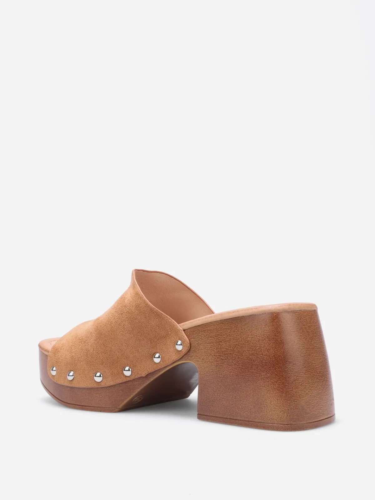 Best La Modeuse Mules sabots cloutées à plateforme Camel