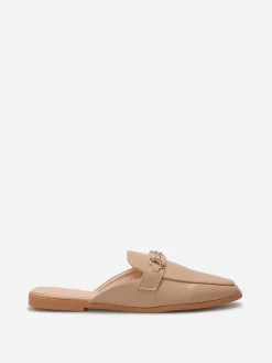 Hot La Modeuse Mules style mocassin et mors doré Taupe