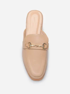 Hot La Modeuse Mules style mocassin et mors doré Taupe