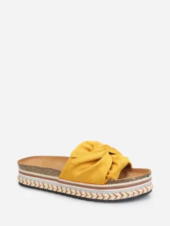 Online La Modeuse Mules suédine à plateforme motif ethnique Jaune