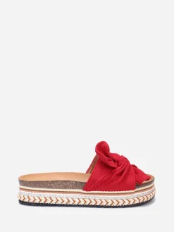 New La Modeuse Mules suédine à plateforme motif ethnique Rouge