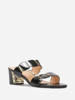 Outlet La Modeuse Mules vernies à détails dorés Noir