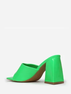 Hot La Modeuse Mules vernies  fluo à talon en triangle Vert