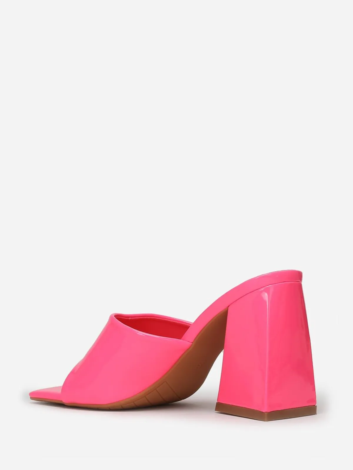 Clearance La Modeuse Mules vernies fluo à talon en triangle Fuchsia