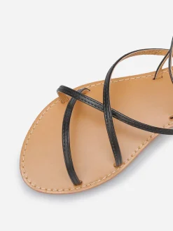 Outlet La Modeuse Nu-pieds à brides fines Noir
