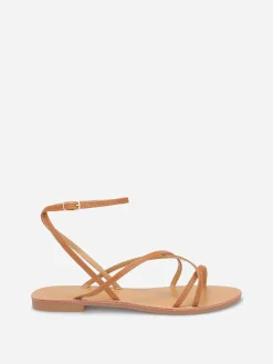 Online La Modeuse Nu-pieds à brides fines Camel