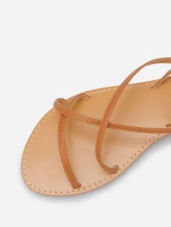 Online La Modeuse Nu-pieds à brides fines Camel
