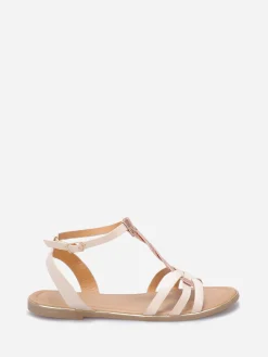 Hot La Modeuse Nu-pieds à brides tressées style écailles Beige