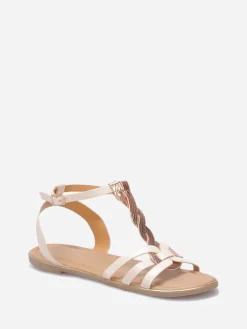 Hot La Modeuse Nu-pieds à brides tressées style écailles Beige