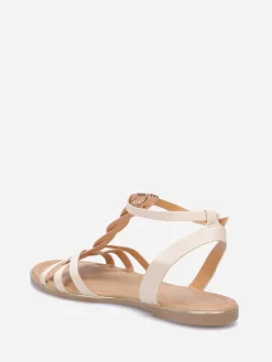 Hot La Modeuse Nu-pieds à brides tressées style écailles Beige