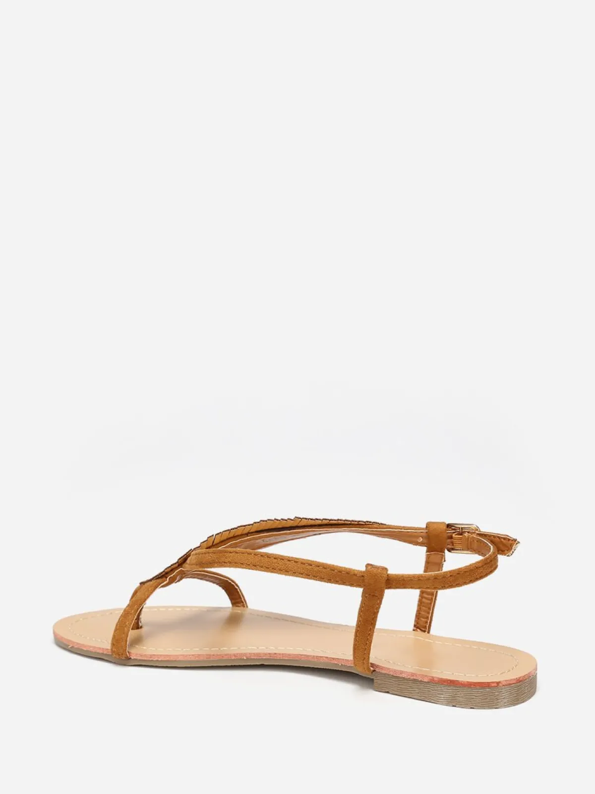 New La Modeuse Nu-pieds à feuille en strass Camel
