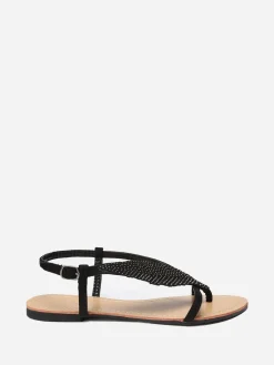 Online La Modeuse Nu-pieds à feuille en strass Noir