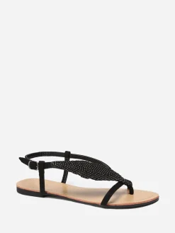 Online La Modeuse Nu-pieds à feuille en strass Noir