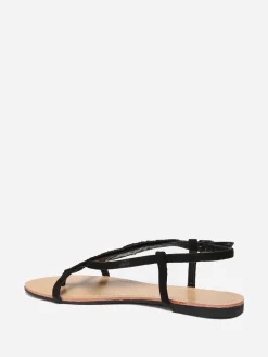 Online La Modeuse Nu-pieds à feuille en strass Noir