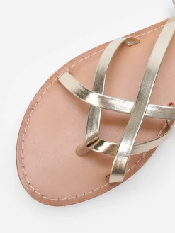 Clearance La Modeuse Nu-pieds à fines brides croisées Doré