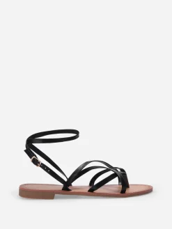 Online La Modeuse Nu-pieds à fines brides croisées Noir