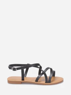 Outlet La Modeuse Nu-pieds à multiples brides Noir