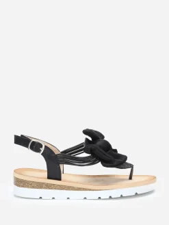 Clearance La Modeuse Nu-pieds à paillettes et noeud en tissu Noir