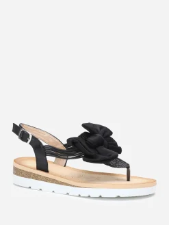 Clearance La Modeuse Nu-pieds à paillettes et noeud en tissu Noir