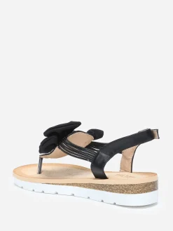 Clearance La Modeuse Nu-pieds à paillettes et noeud en tissu Noir