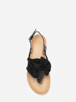 Clearance La Modeuse Nu-pieds à paillettes et noeud en tissu Noir