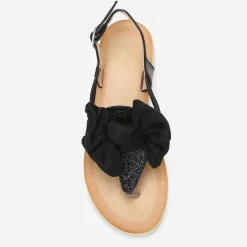 Clearance La Modeuse Nu-pieds à paillettes et noeud en tissu Noir